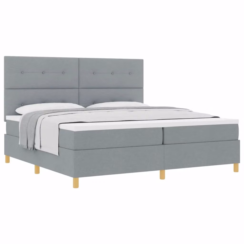 Letto a molle con testiera vidaXL in tessuto grigio L: 200 cm, P: 200 cm, H: 280 cm – 2