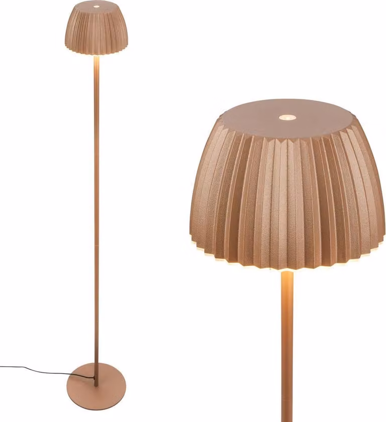 Briloner LOCA Lampada da terra LED, touch, dimmerabile, luce bianca calda, bordo luminoso, caffè, Ø19 x 124 cm