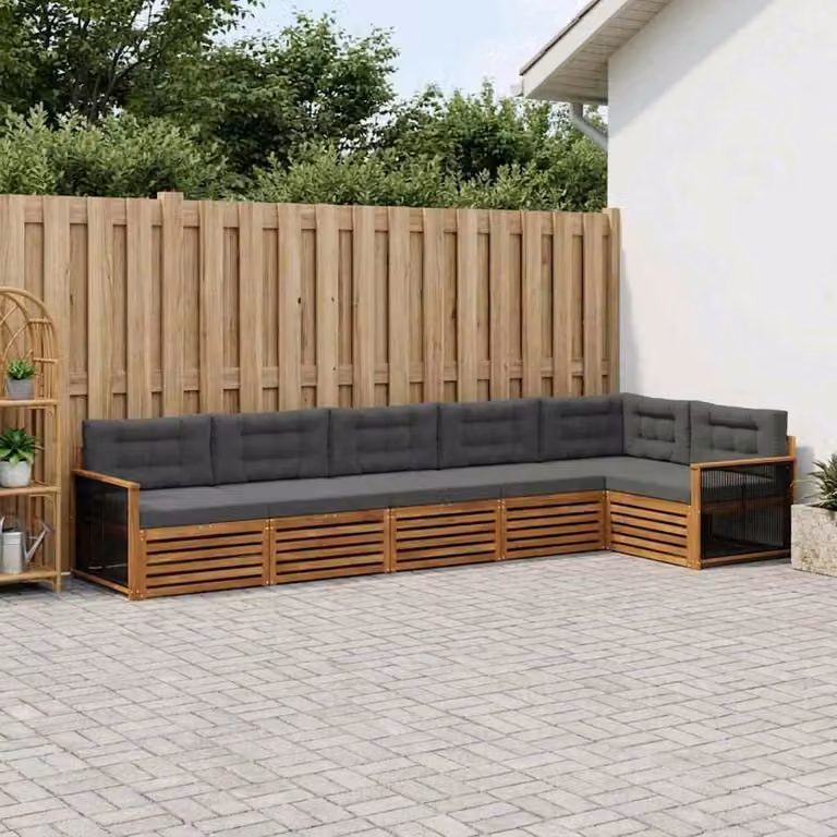 Set di divani da esterno vidaXL 6 pz in legno di acacia con cuscini beige e antracite