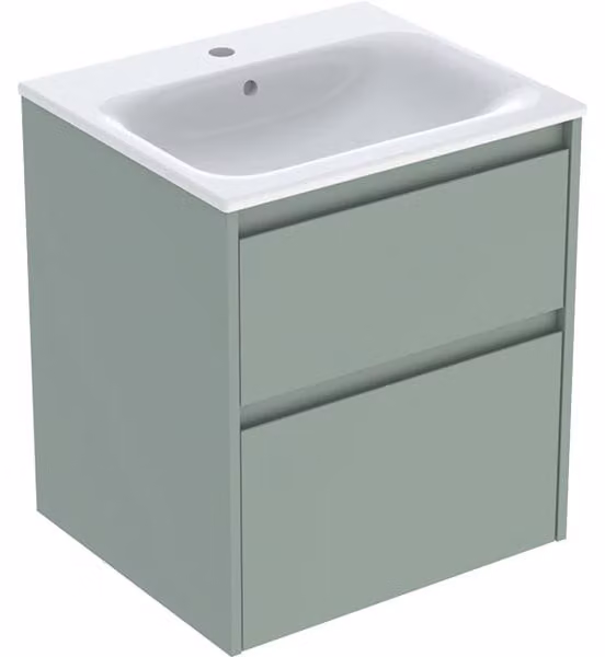 Geberit Renova Plan Ensemble lavabo pour meuble bord étroit, avec meuble sous lavabo, 2 tiroirs, 55x62,1x48cm, 504.038.IK.1, 504.038.IK.1