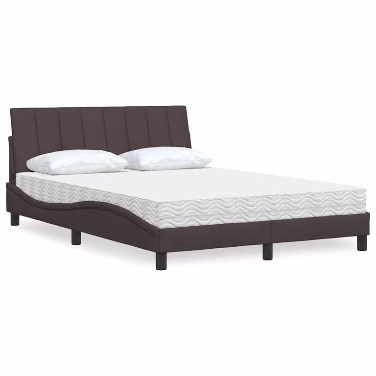 Letto con Materasso Hanko vidaXL in Tessuto Marrone e Bianco L/P/H: 140 x 200 cm