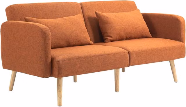 Divano letto 3 posti ¨C Minimal ¨C tessuto effetto lino marrone