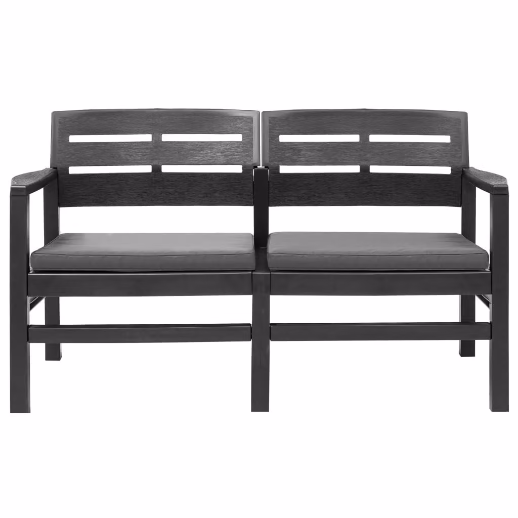 Panchina Giardino 2 Posti con Cuscini 133 cm Plastica Antracite