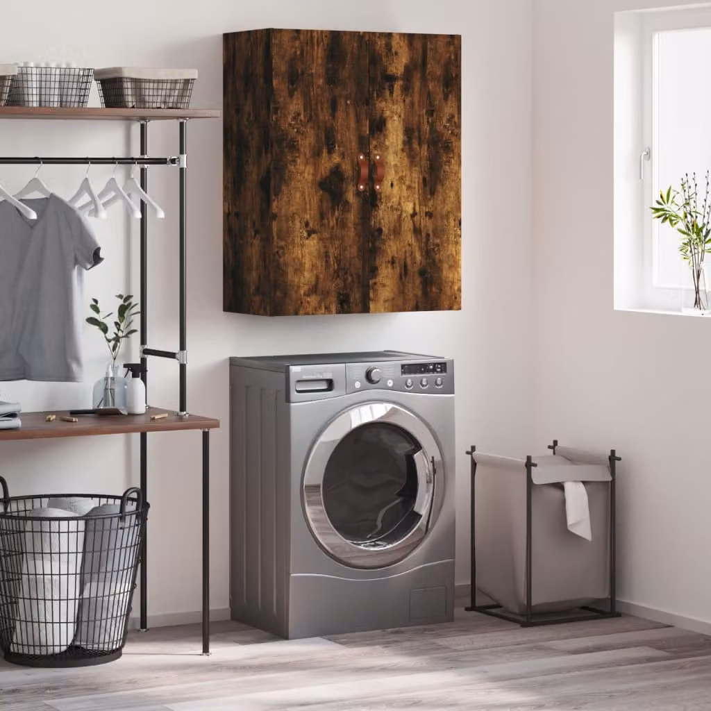 Mobile a parete vidaXL in rovere fumo con ante a battente L: 69,5 cm, P: 34 cm, H: 90 cm