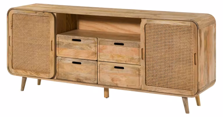 MASSIVMOEBEL24 | Credenza in legno di mango 200x40x80 laccato naturale VALENCIA #120