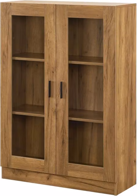 Armadio scaffale mobile portaoggetti vetrato 115 x 80 x 31 cm effetto rovere 03_0008930