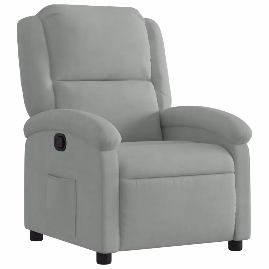 Poltrona reclinabile relax vidaXL in velluto grigio con braccioli e leva manuale – 2