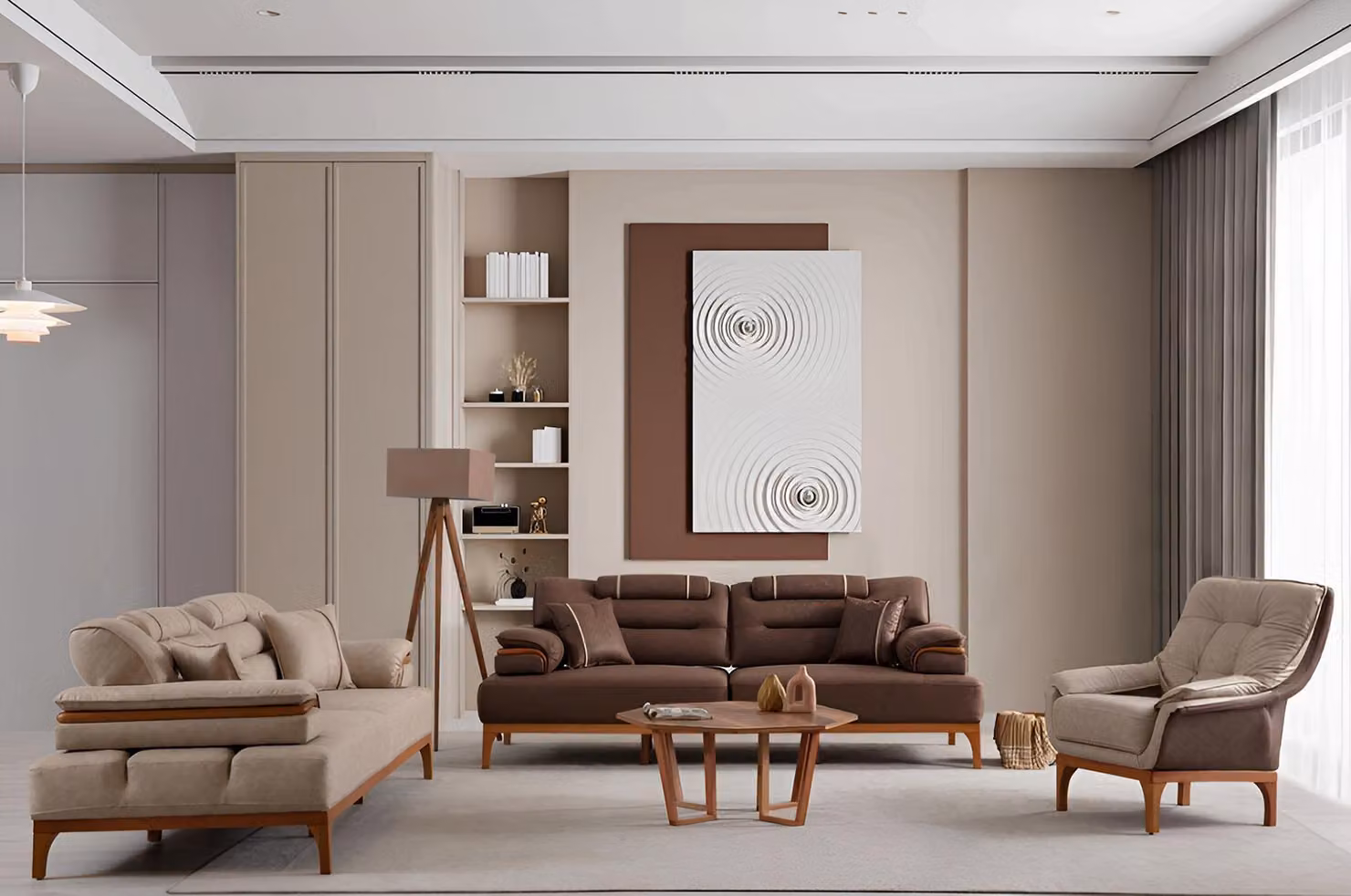 Exklusive Wohnzimmer Couchgarnitur Designer 3-Sitzer Couchen Sessel