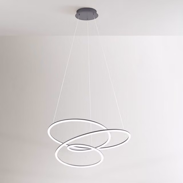 Lampada a sospensione LED Perenz Spira moderna in metallo e silicone, disponibile in bianco o grigio, con altezza regolabile e luce bianco caldo
