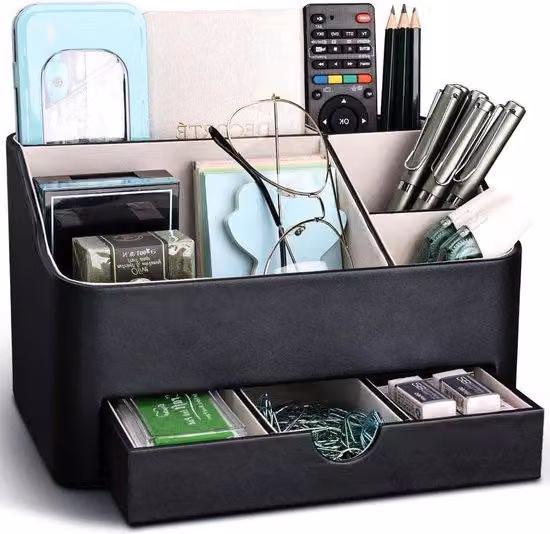 Set completo multifunzionale per l'organizzazione con 5 scomparti e ampia capacità di carico - Soluzione per l'organizzazione dell'ufficio a casa e nello studio - Sistema di organizzazione universale - Nero