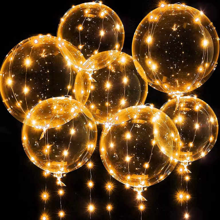 Set di 7 palloncini Bobo-Ballons da 50 cm con catena di luci LED, luce bianco caldo