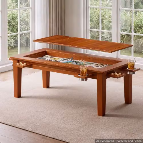 VEVOR Tavolo 2 in 1 Multifunzione da Gioco e Pranzo con Struttura in Legno Marrone, L: 120 cm, P: 60 cm, H: 45 cm