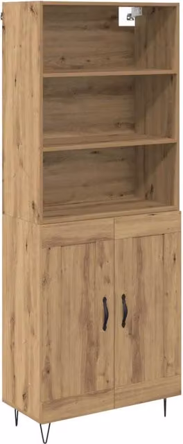 Credenza 2 pz | Madia | Buffet da pranzo | Armadio da pranzo Rovere artigianale Legno multistrato