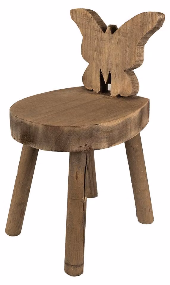 Tavolo per piante Clayre & Eef 18x19x34 cm Brown Wood Butterfly