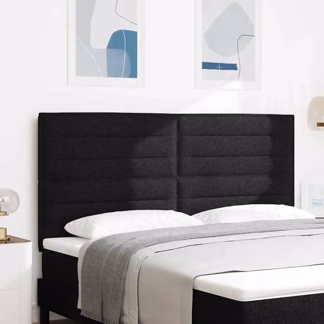 Testiera con LED e porte USB vidaXL in tessuto nero, Larghezza: 180 cm