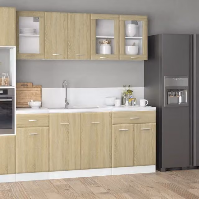Set di Mobili Porta TV 4 pz-Credenza per TV Lyon Rovere Sonoma in Truciolato
