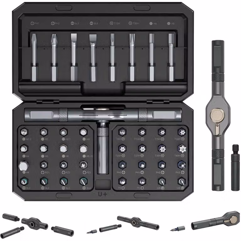 Set di cacciaviti magnetici 42-in-1 con maniglia a cricchetto e 40 punte, colore nero