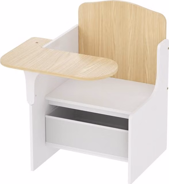 Set Tavolo e Sedia AIYAPLAY per Bambini da 3 a 6 Anni in Legno MDF con Motivi a Cuore e Contenitore Integrato, Bianco