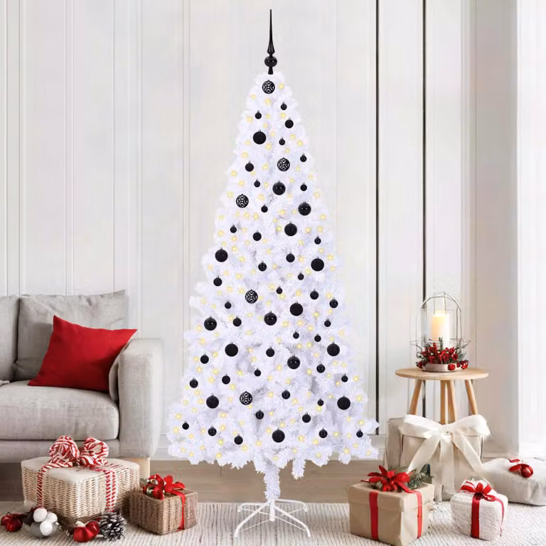 Maison Exclusive - Albero di Natale artificiale, bianco, 210 cm, in PVC e acciaio