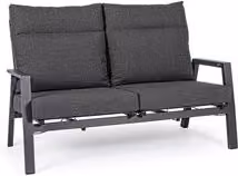 Divano da esterno Bizzotto BREEZE a 2 posti reclinabile con cuscini in alluminio antracite e tessuto resistente ai raggi UV – 1