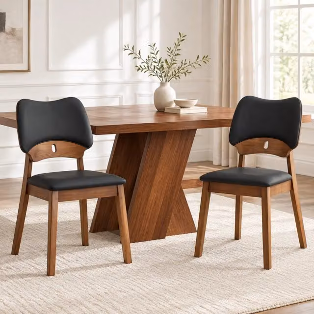 Set di 2 sedie da pranzo FOLYNA in legno e metallo nero opaco con schienale a farfalla e seduta imbottita – 1