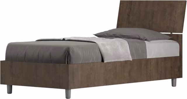 BS COM Letto singolo contenitore 80x200 testata inclinata noce