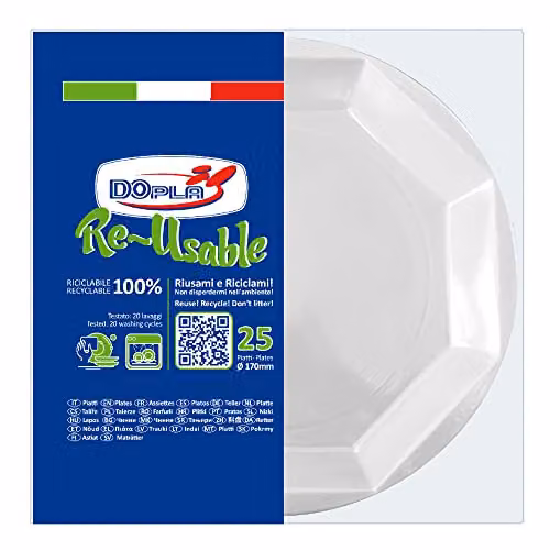 Piatto Dessert Bianco Pz 25 Re-Usable Dopla