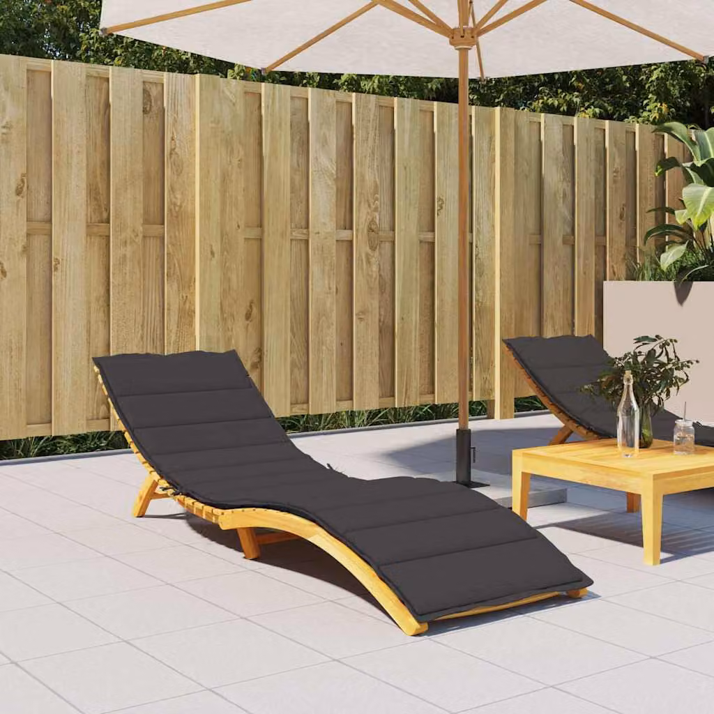 vidaXL Cuscino per Lettino Nero in Poliestere con Imbottitura in Schiuma, Idrorepellente e Traspirante, L/P/H: 200 x 60 x 3 cm