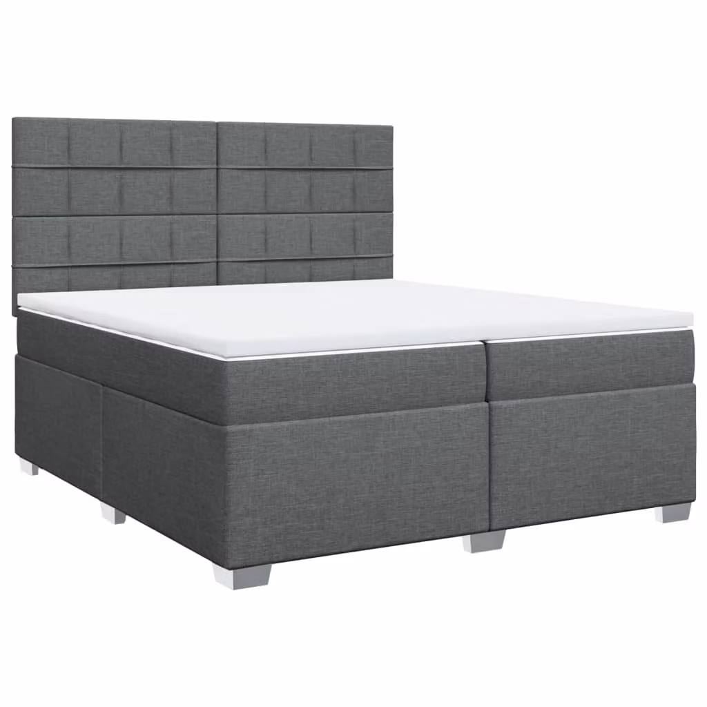 Giroletto a Molle con Materasso Grigio Scuro 200x200 cm Tessuto