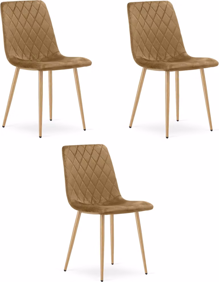 Sedia TURIN - velluto marrone / gambe in legno x 3