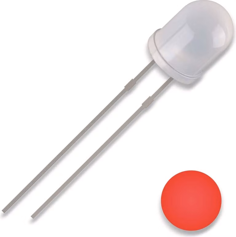 QUADRIOS LED, 5 mm, colore luce: rosso, colore alloggiamento: diffuso, 700 mcd, 625 nm, 2,54 mm