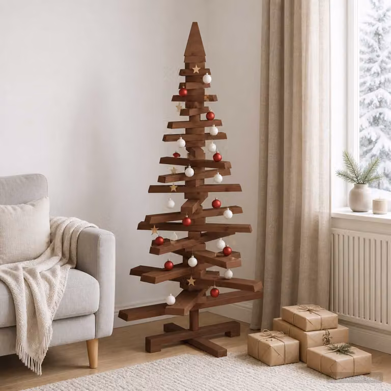vidaXL Albero di Natale in legno KOTKA 120 cm Legno Massello di Pino