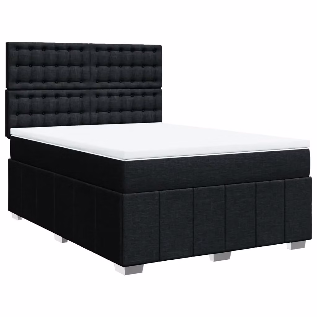Letto con Giroletto a Molle e Materasso vidaXL in Tessuto Nero e Bianco L/P/H: 140 x 200 cm – 2