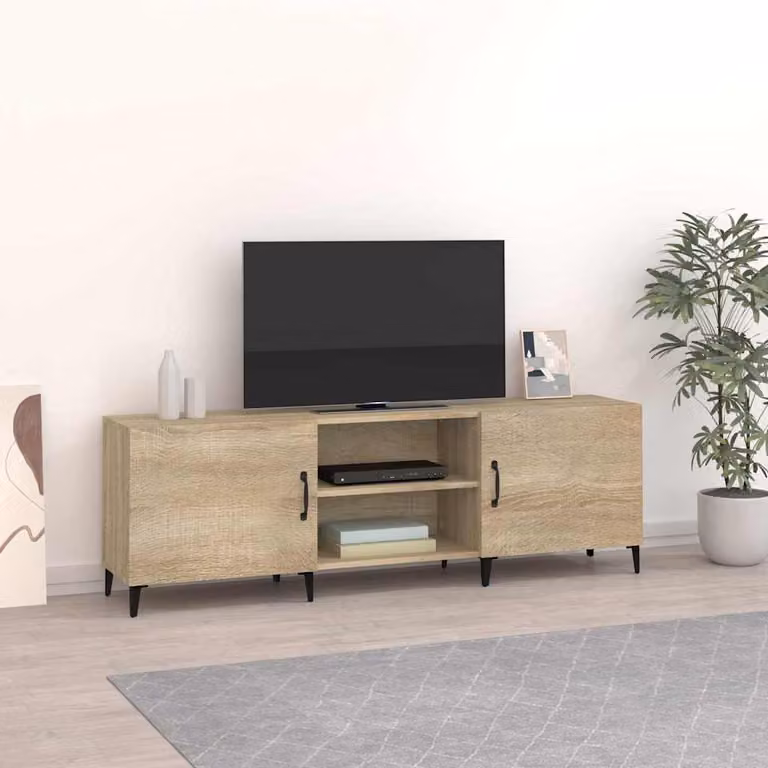 vidaXL Mobile Porta TV Moderno in Legno Rovere Sonoma e Metallo, Colore Marrone, L 150 cm x P 30 cm x H 50 cm