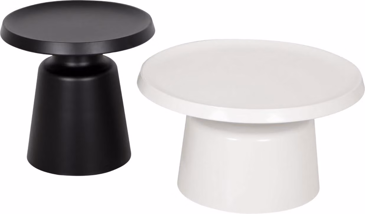 Tavolino FURNLUX Modig Glossy Pure White And Black 73cm / Colore principale: Bianco / Dimensioni: 73 x 45 x 73 cm
