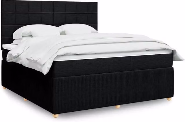 Letto Ibrido con Giroletto a Molle e Materasso vidaXL in Tessuto Nero e Bianco L 180 cm x P 200 cm