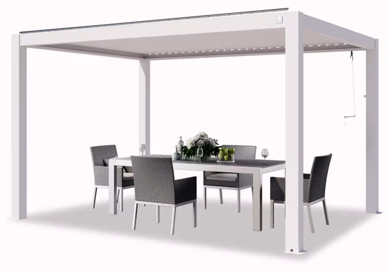 PRIMEYARD Pergola 3x4 m montanti in alluminio bianco con tetto a doghe in alluminio gazebo da giardino