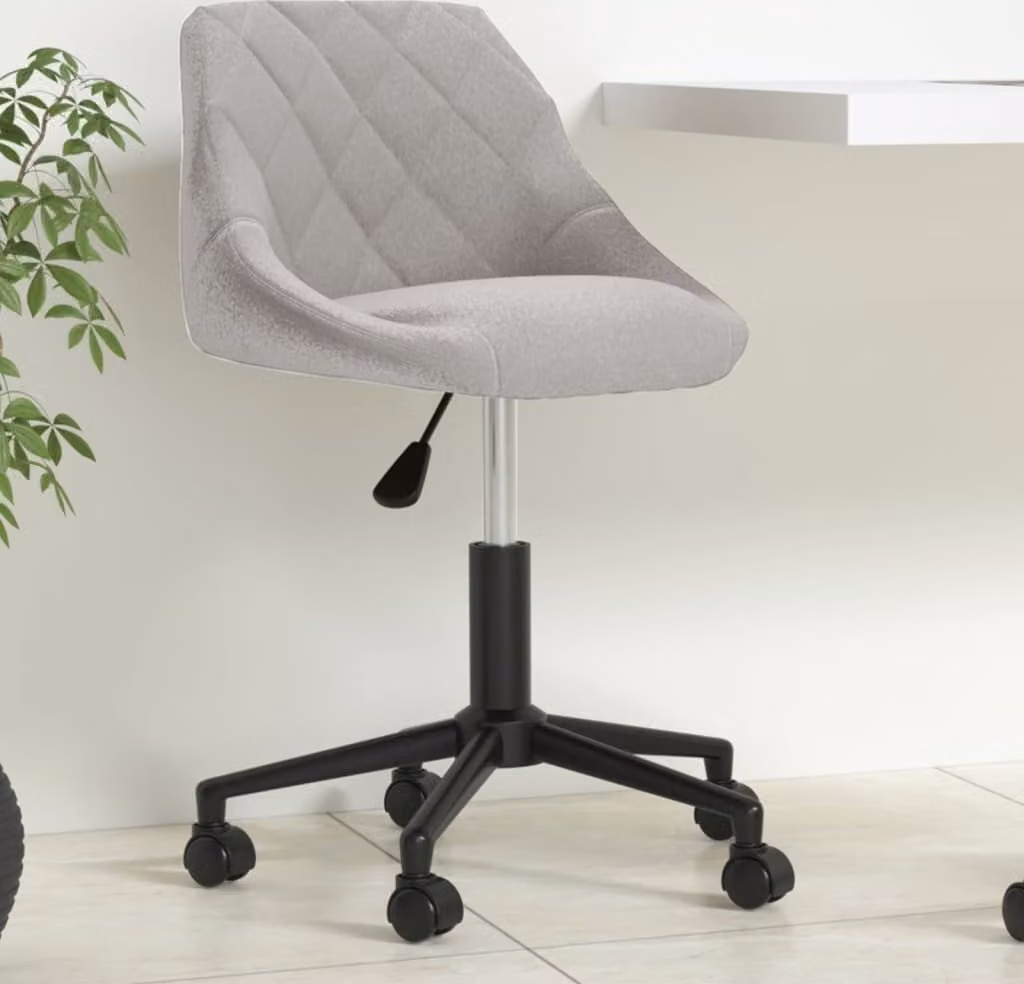 The Living Store sedia da ufficio girevole in velluto grigio chiaro
