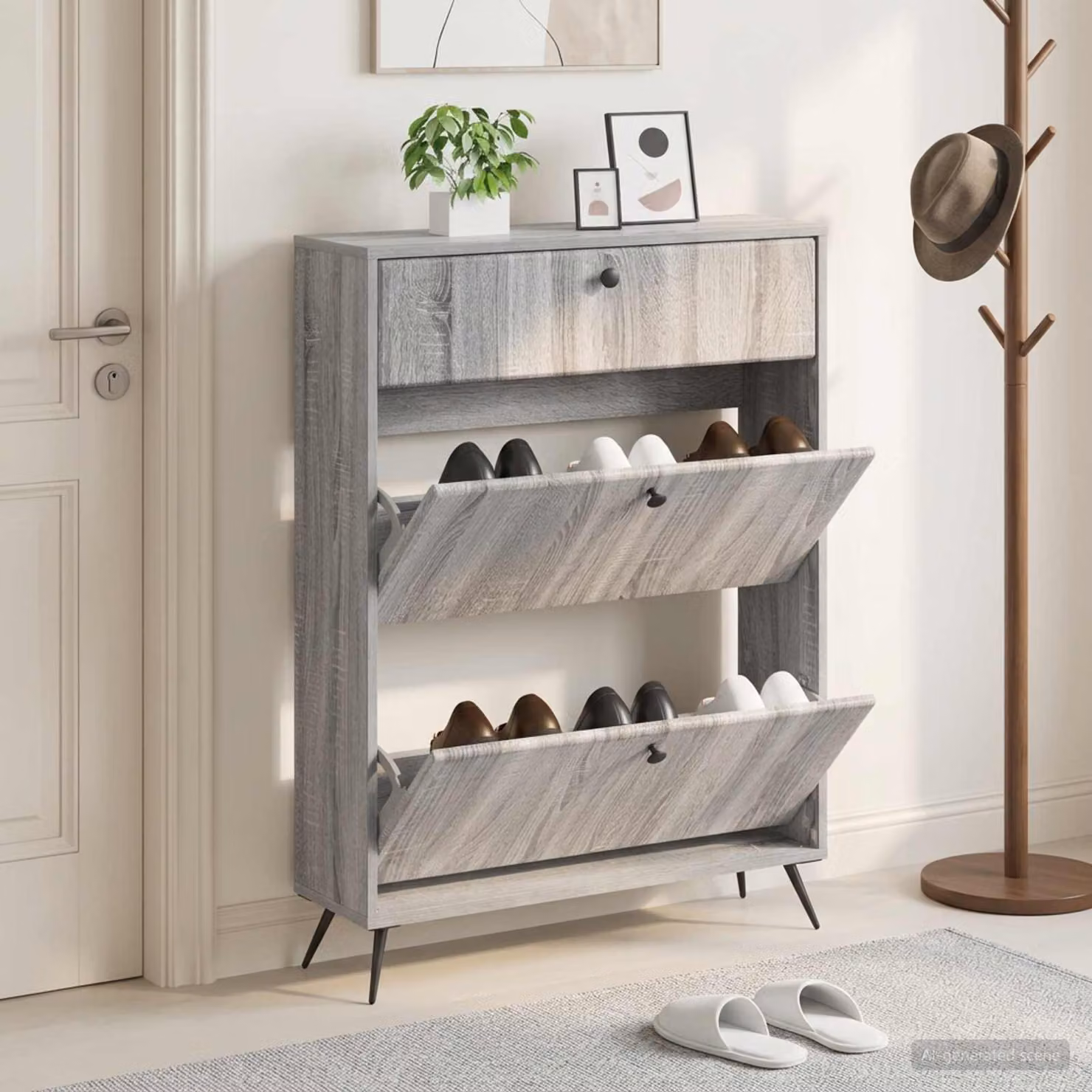 Scarpiera mobile vidaXL BREDA moderna in legno e metallo, L: 78 cm, P: 24 cm, H: 103 cm