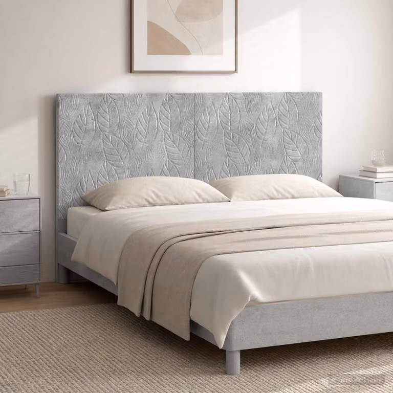 Testiera da muro vidaXL DELFT in tessuto grigio con ripiano integrato, L 120 cm, H 50 cm, P 10,5 cm