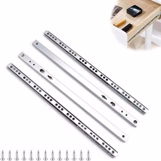 Guide per cassetti, set da 4 pezzi, estraibili completamente, incavo da 17 mm