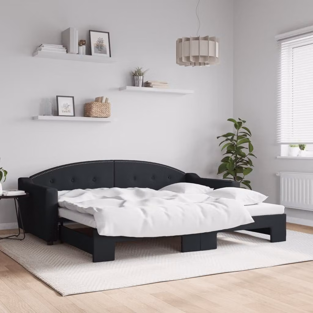 Maison Exclusive - Divano letto estraibile nero 90x200 cm in tessuto