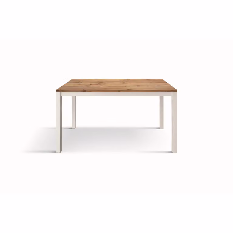 Tavolo TROPEA in legno, finitura rovere rustico e base in metallo verniciato bianco, allungabile 160×90 cm – 210×90 cm