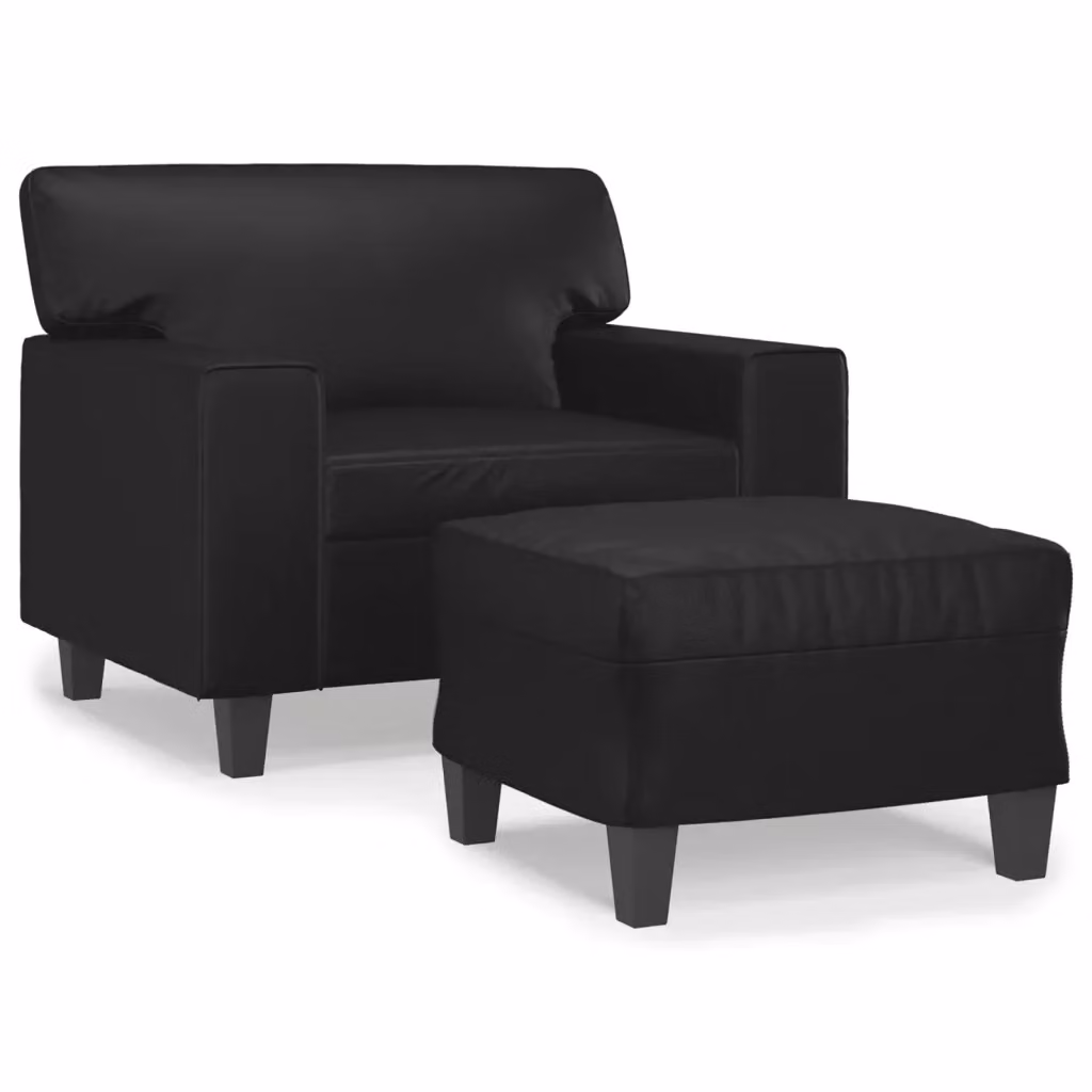 vidaXL Poltrona Relax con Poggiapiedi in Similpelle Nera per Soggiorno – 2