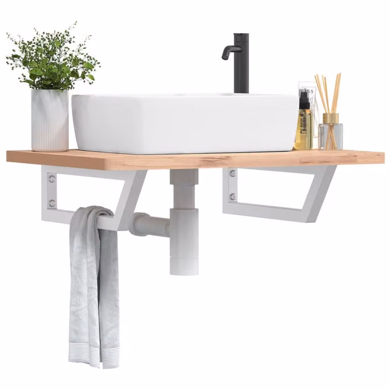 Set di 2 mensole per lavabo vidaXL bianche in acciaio inossidabile, L 40 cm x P 40 cm x H 15 cm