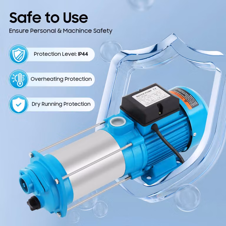 Pompa centrifuga - Pompa per acqua - 2500 W - Acciaio inossidabile e ghisa - Altezza di sollevamento: 110 metri - 220V