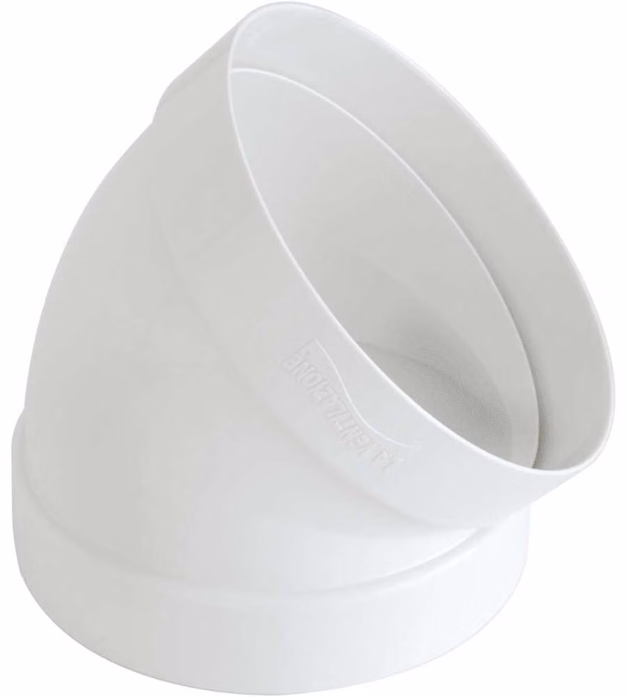 La Ventilazione Curva 45° F/F in ABS Bianco Ø 125 mm per Aerazione Canalizzata
