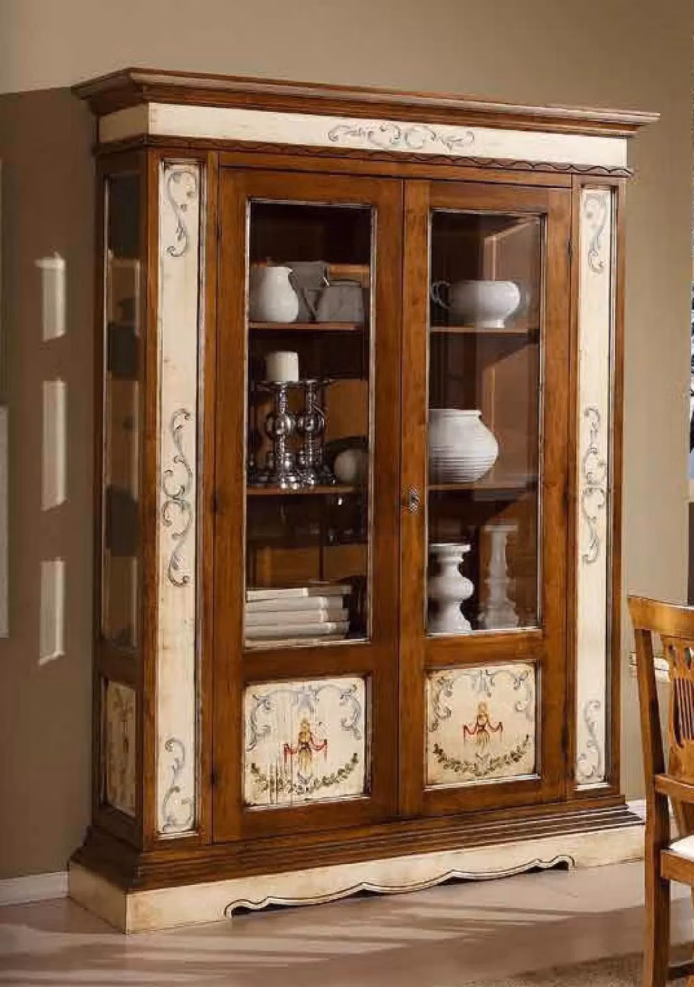 Set da pranzo classico Mobili 2G in legno laccato con tavolo rettangolare e sedie, disponibile in bianco o marrone – 2