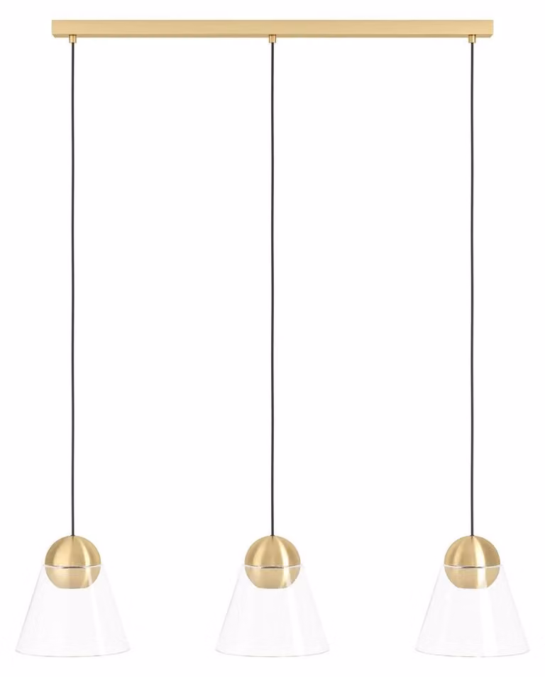 Lampadario Contemporaneo Cerasella 3 Luci Acciaio Ottone Spazzolato
