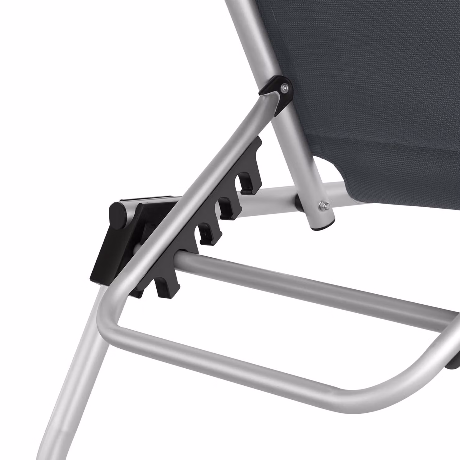 Lettino prendisole TecTake in alluminio verniciato grigio con parasole, poggiatesta regolabile e vassoio laterale – 1
